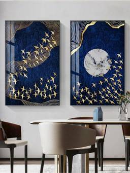 The Handmade Flair - Auspicious Golden Framed Wall Art (Pack of 2)