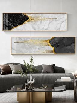 The Handmade Flair - Liquid Marble Framed Wall Art (Pack of 2) (120x30 cm)