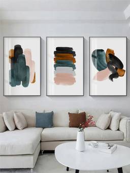 The Handmade Flair - Watercolor Minimalist Framed Wall Art (Pack of 3)
