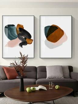 The Handmade Flair - Watercolor Minimalist Framed Wall Art (Pack of 2)