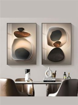 The Handmade Flair - Neutral Pebble Framed Wall Art (Pack of 2)
