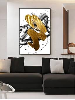 The Handmade Flair - Golden Swirls Framed Wall Art