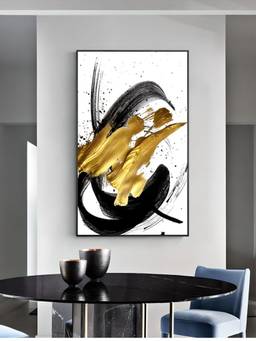 The Handmade Flair - Golden Swirls Framed Wall Art