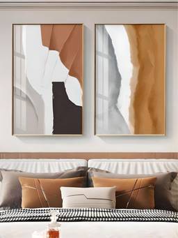 The Handmade Flair - Beige Terracotta Framed Wall Art (Pack of 2)