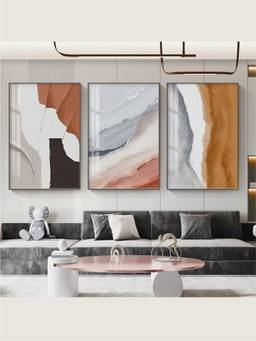 The Handmade Flair - Beige Terracotta Framed Wall Art (Pack of 3)