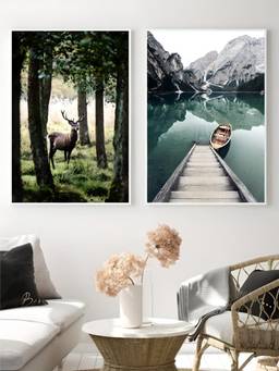 The Handmade Flair - Mountain Landscape Framed Wall Art (Pack of 2)