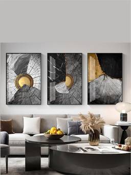 The Handmade Flair - Golden Rings Framed Wall Art (Pack of 3)