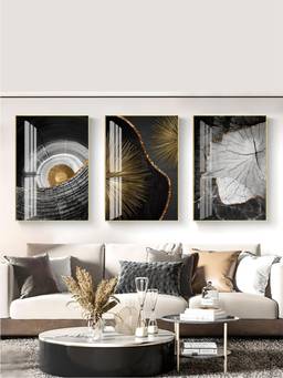 The Handmade Flair - Golden Rings Framed Wall Art (Pack of 3)