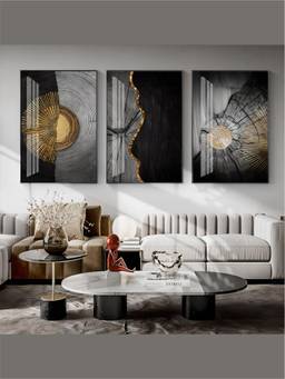 The Handmade Flair - Golden Rings Framed Wall Art (Pack of 3)