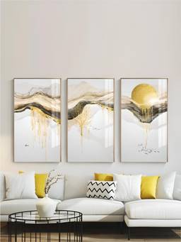 The Handmade Flair - Landscape Mountain Framed Wall Art (Pack of 3)