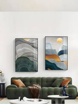 The Handmade Flair - Flowing Green Framed Wall Art (Pack of 2)