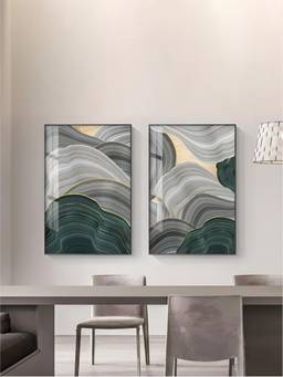 The Handmade Flair - Flowing Green Framed Wall Art (Pack of 2)