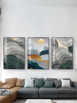 The Handmade Flair - Flowing Green Framed Wall Art (Pack of 3)