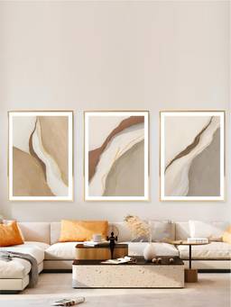 The Handmade Flair - Neutral Shades Framed Wall Art (Pack of 3)