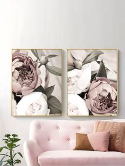 The Handmade Flair - Botanical Floral Ink Art Framed Wall Art (Pack of 2)