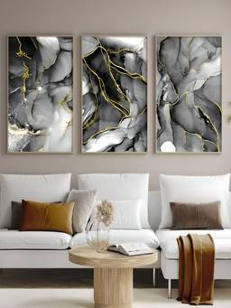 The Handmade Flair - Golden Marble Framed Wall Art