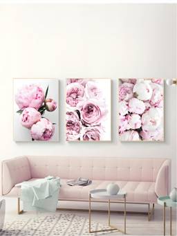 The Handmade Flair - Floral Ink Art Minimalist Framed Wall Art (Pack of 3)