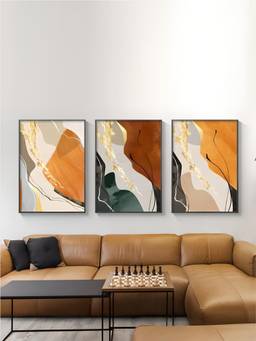 The Handmade Flair - Earthy Colors Framed Wall Art (Pack of 3)