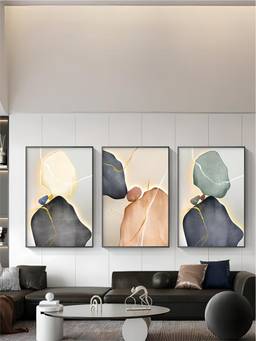 The Handmade Flair - Nordic Pebbles Framed Wall Art (Pack of 3)