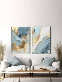 The Handmade Flair - Golden Liquid Framed Wall Art (Pack of 2)