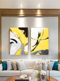 The Handmade Flair - Colorful Yellow Framed Wall Art (Pack of 2)