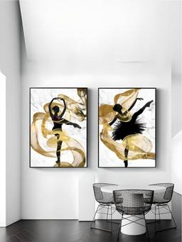 The Handmade Flair - Golden Ribbon Framed Wall Art (Pack of 2)