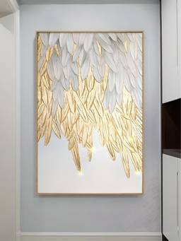 The Handmade Flair - Golden Feather Framed Wall Art