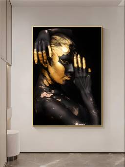 The Handmade Flair - Golden Fashion Framed Wall Art