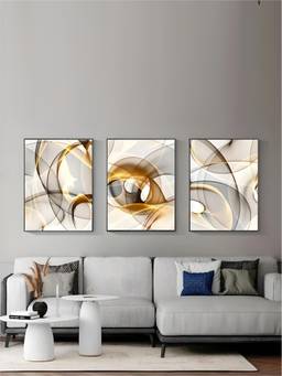 The Handmade Flair - Flowing Golden Framed Wall Art (Pack of 3)