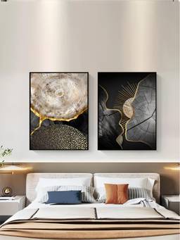 The Handmade Flair - Golden Rings Framed Wall Art (Pack of 2)