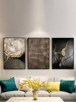 The Handmade Flair - Golden Rings Framed Wall Art (Pack of 3)