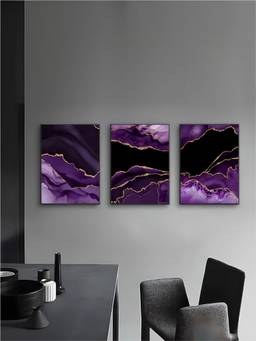 The Handmade Flair - Liquid Purple Framed Wall Art (Pack of 3)