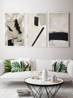 The Handmade Flair - Contemporary Beige Framed Wall Art (Pack of 3)
