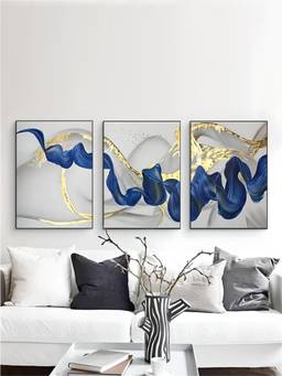 The Handmade Flair - Golden Living Framed Wall Art (Pack of 3)