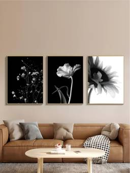 The Handmade Flair - Floral Minimalist Framed Wall Art (Pack of 3)