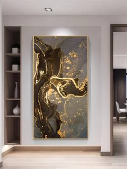 The Handmade Flair - Golden Marble Framed Wall Art