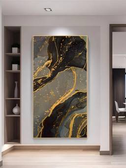 The Handmade Flair - Golden Marble Framed Wall Art