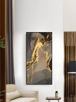 The Handmade Flair - Golden Marble Framed Wall Art