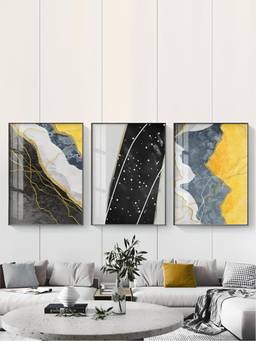 The Handmade Flair - Shades Yellow Framed Wall Art (Pack of 3)