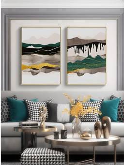 The Handmade Flair - Landscape Mountain Framed Wall Art (Pack of 2)