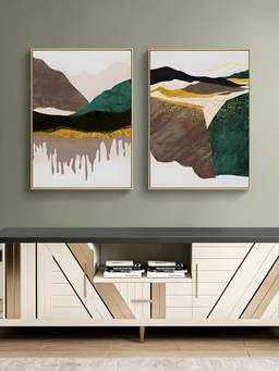 The Handmade Flair - Landscape Mountain Framed Wall Art (Pack of 2)