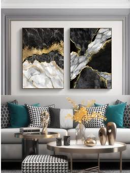 The Handmade Flair - Golden Geode Framed Wall Art (Pack of 2)