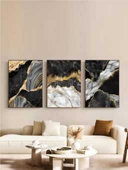 The Handmade Flair - Golden Geode Framed Wall Art (Pack of 3)
