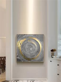 The Handmade Flair - Golden Swirl Framed Wall Art