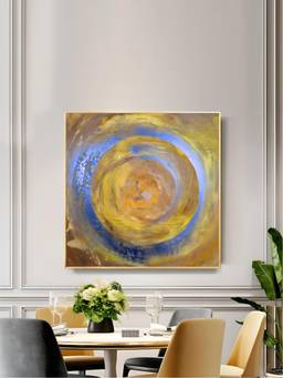 The Handmade Flair - Golden Swirl Framed Wall Art