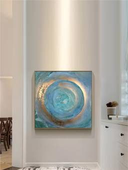 The Handmade Flair - Golden Swirl Framed Wall Art
