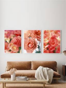 The Handmade Flair - Botanical Floral Ink Art Framed Wall Art (Pack of 3)
