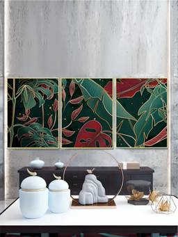 The Handmade Flair - Tropical Botany Framed Wall Art (Pack of 3)