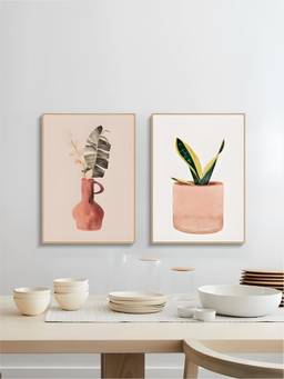 The Handmade Flair - Watercolor Minimalist Framed Wall Art (Pack of 2)