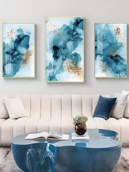 The Handmade Flair - Golden Splash Framed Wall Art (Pack of 3)